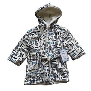 Zak & Zoey Plush Hooded Bath Robe - Little Gentleman Infant Baby Size 0-9m New